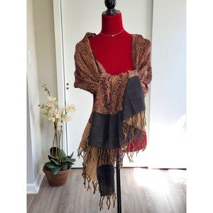 Malabar Grove Ltd 100% Wool Beaded Paisley DesignThrow Blanket, Shawl 1305